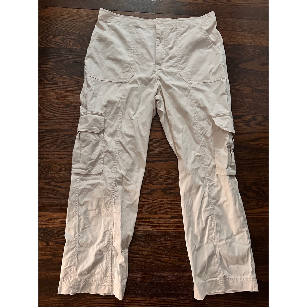 Abercrombie & Fitch Cargo Pants Women 16 Beige Utility Straight Leg Cotton 33